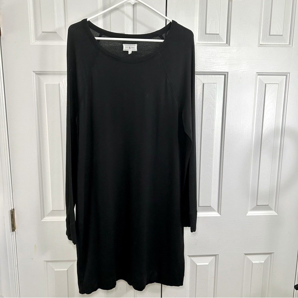Lou & Grey Signaturesoft Scoop Neck Long Sleeve Neutral Black Dress Size Large